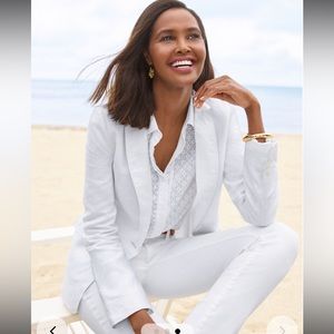 TALBOTS 100% Linen White Blazer Women’s 2P